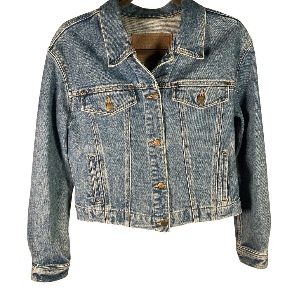 Liz Claiborne Authentics Denim Jacket Womens Small‎ Blue 100% Cotton Vintage Y2K